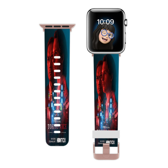 Pastele Tokyo Vice Custom Apple Watch Band Awesome Personalized Genuine Leather Strap Wrist Watch Band Replacement with Adapter Metal Clasp 38mm 40mm 42mm 44mm Watch Band Accessories