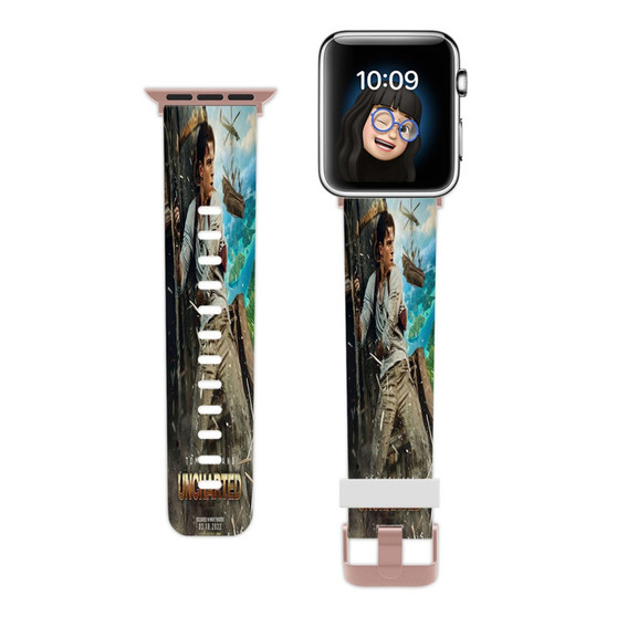 Pastele Tom Holland Uncharted Custom Apple Watch Band Awesome Personalized Genuine Leather Strap Wrist Watch Band Replacement with Adapter Metal Clasp 38mm 40mm 42mm 44mm Watch Band Accessories
