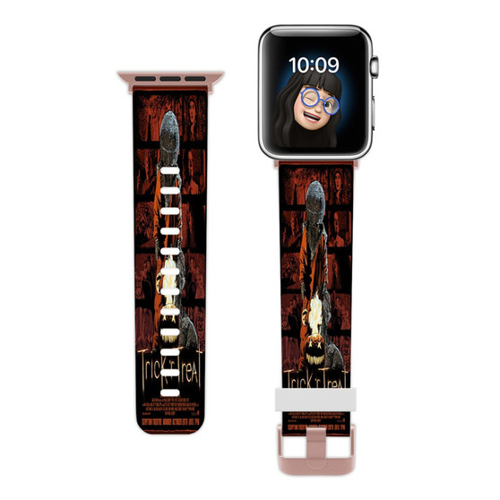 Pastele Trick R Treat Custom Apple Watch Band Awesome Personalized Genuine Leather Strap Wrist Watch Band Replacement with Adapter Metal Clasp 38mm 40mm 42mm 44mm Watch Band Accessories