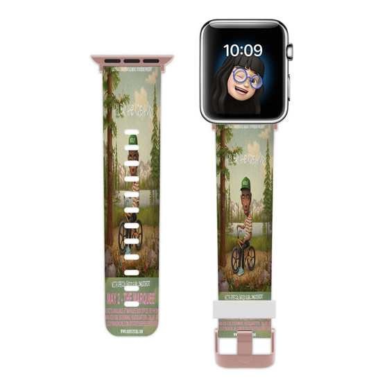 Pastele Tyler The Creator Poster Custom Apple Watch Band Awesome Personalized Genuine Leather Strap Wrist Watch Band Replacement with Adapter Metal Clasp 38mm 40mm 42mm 44mm Watch Band Accessories