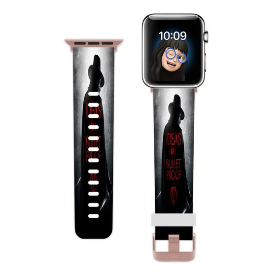 Pastele V For Vendetta Quotes Custom Apple Watch Band Awesome Personalized Genuine Leather Strap Wrist Watch Band Replacement with Adapter Metal Clasp 38mm 40mm 42mm 44mm Watch Band Accessories