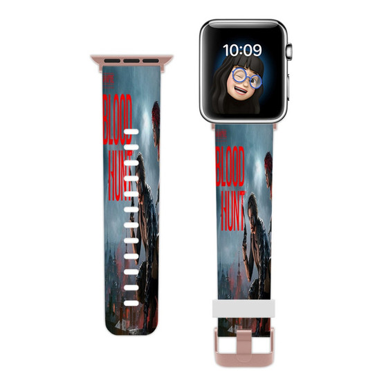 Pastele Vampire The Masquerade Bloodhunt Custom Apple Watch Band Awesome Personalized Genuine Leather Strap Wrist Watch Band Replacement with Adapter Metal Clasp 38mm 40mm 42mm 44mm Watch Band Accessories