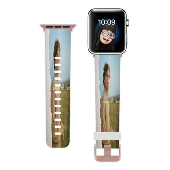 Pastele Vance Joy In Our Own Sweet Time Custom Apple Watch Band Awesome Personalized Genuine Leather Strap Wrist Watch Band Replacement with Adapter Metal Clasp 38mm 40mm 42mm 44mm Watch Band Accessories