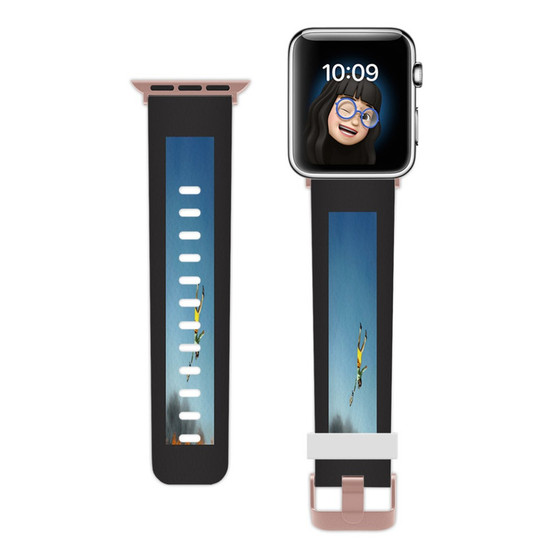 Pastele Yeah Yeah Yeahs Cool It Down Custom Apple Watch Band Awesome Personalized Genuine Leather Strap Wrist Watch Band Replacement with Adapter Metal Clasp 38mm 40mm 42mm 44mm Watch Band Accessories