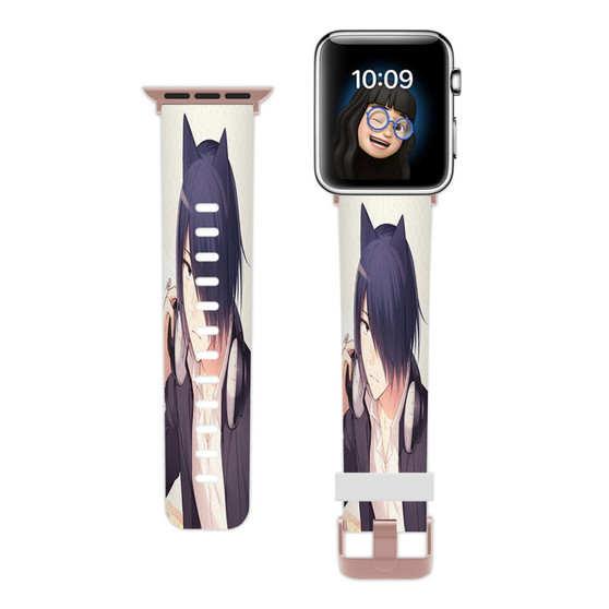 Pastele Yu Ishigami Kaguya sama Custom Apple Watch Band Awesome Personalized Genuine Leather Strap Wrist Watch Band Replacement with Adapter Metal Clasp 38mm 40mm 42mm 44mm Watch Band Accessories