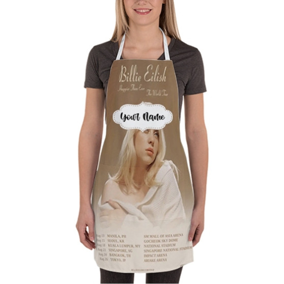 Pastele Billie Eilish Happier Than Ever Tour Custom Personalized Name Kitchen Apron Awesome With Adjustable Strap and Big Pockets For Cooking Baking Cafe Coffee Barista Cheff Bartender