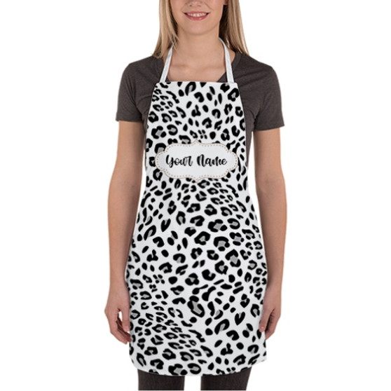Pastele Cheetah Skin Custom Personalized Name Kitchen Apron Awesome With Adjustable Strap and Big Pockets For Cooking Baking Cafe Coffee Barista Cheff Bartender