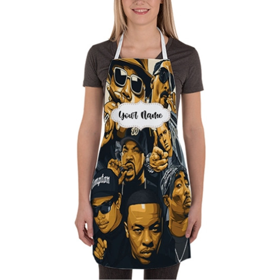 Pastele Eminem Tupac Biggie Snoop Dogg Ice Cube Custom Personalized Name Kitchen Apron Awesome With Adjustable Strap and Big Pockets For Cooking Baking Cafe Coffee Barista Cheff Bartender