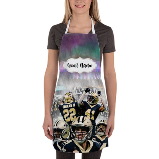 Pastele New Orleans Saints NFL 2022 Custom Personalized Name Kitchen Apron Awesome With Adjustable Strap and Big Pockets For Cooking Baking Cafe Coffee Barista Cheff Bartender