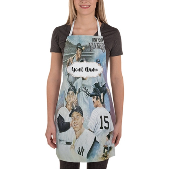 Pastele New York Yankees Vintage Custom Personalized Name Kitchen Apron Awesome With Adjustable Strap and Big Pockets For Cooking Baking Cafe Coffee Barista Cheff Bartender