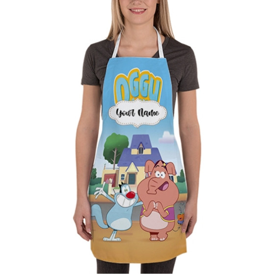 Pastele Oggy and the Cockroaches Next Generation Custom Personalized Name Kitchen Apron Awesome With Adjustable Strap and Big Pockets For Cooking Baking Cafe Coffee Barista Cheff Bartender