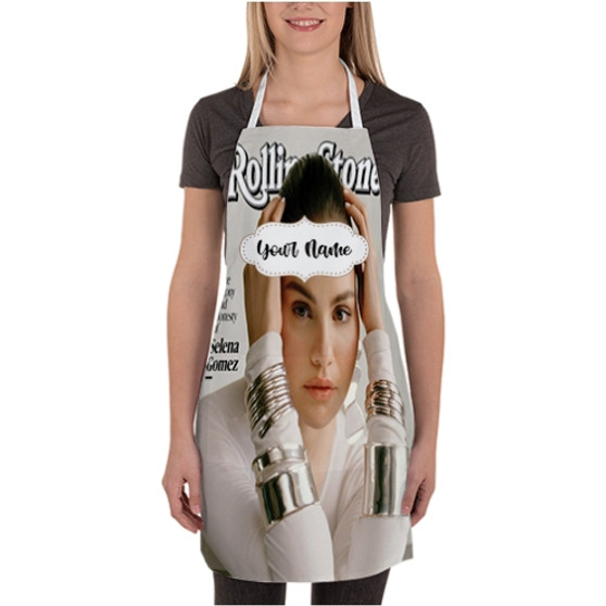 Pastele Selena Gomez Rolling Stone Custom Personalized Name Kitchen Apron Awesome With Adjustable Strap and Big Pockets For Cooking Baking Cafe Coffee Barista Cheff Bartender