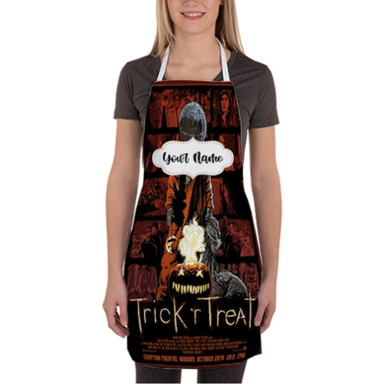 Pastele Trick R Treat Custom Personalized Name Kitchen Apron Awesome With Adjustable Strap and Big Pockets For Cooking Baking Cafe Coffee Barista Cheff Bartender