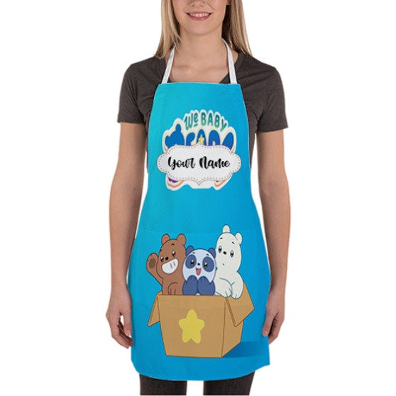 Pastele We Baby Bears Custom Personalized Name Kitchen Apron Awesome With Adjustable Strap and Big Pockets For Cooking Baking Cafe Coffee Barista Cheff Bartender