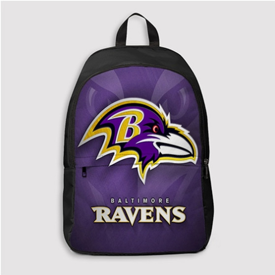 Pastele Baltimore Ravens NFL Custom Backpack Personalized School Bag Travel Bag Work Bag Laptop Lunch Office Book Waterproof Unisex Fabric Backpack