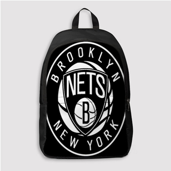 Pastele Brooklyn Nets NBA Custom Backpack Personalized School Bag Travel Bag Work Bag Laptop Lunch Office Book Waterproof Unisex Fabric Backpack