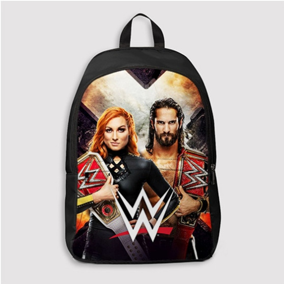 Pastele Becky Lynch Seth Rollins WWE Custom Backpack Personalized School Bag Travel Bag Work Bag Laptop Lunch Office Book Waterproof Unisex Fabric Backpack