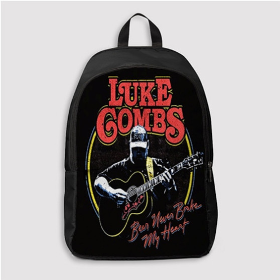 Pastele Luke Combs Beer Never Broke My Heart Custom Backpack Personalized School Bag Travel Bag Work Bag Laptop Lunch Office Book Waterproof Unisex Fabric Backpack