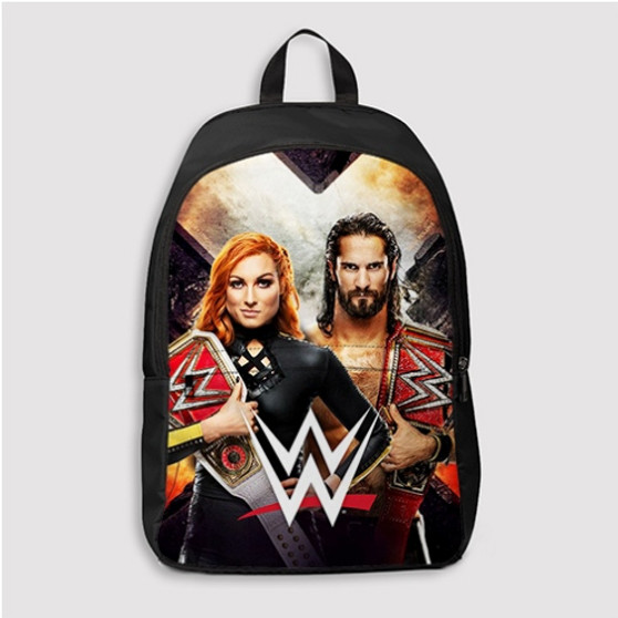 Pastele Becky Lynch Seth Rollins WWE Good Custom Backpack Personalized School Bag Travel Bag Work Bag Laptop Lunch Office Book Waterproof Unisex Fabric Backpack