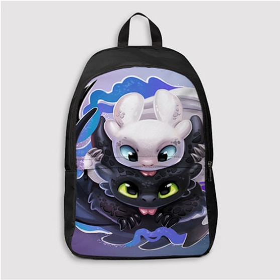 Pastele Toothless and Light Fury Custom Backpack Personalized School Bag Travel Bag Work Bag Laptop Lunch Office Book Waterproof Unisex Fabric Backpack