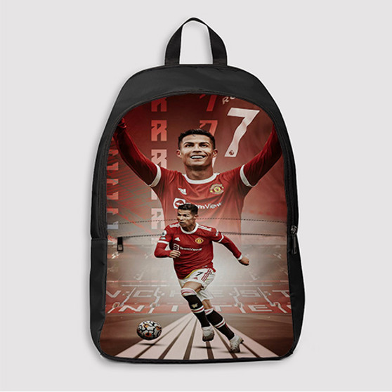 Pastele Cristiano Ronaldo Manchester United Custom Backpack Awesome Personalized School Bag Travel Bag Work Bag Laptop Lunch Office Book Waterproof Unisex Fabric Backpack