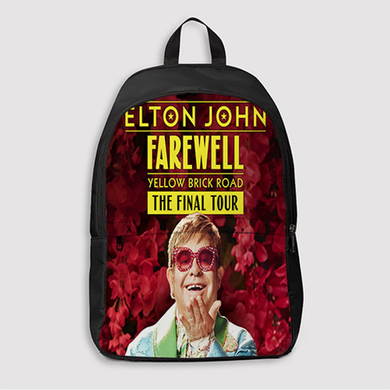 Pastele Elton John Farewell The Final Tour Custom Backpack Awesome Personalized School Bag Travel Bag Work Bag Laptop Lunch Office Book Waterproof Unisex Fabric Backpack