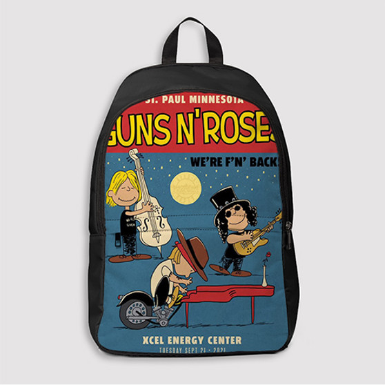 Pastele Guns N Roses Minnesota US Custom Backpack Awesome Personalized School Bag Travel Bag Work Bag Laptop Lunch Office Book Waterproof Unisex Fabric Backpack