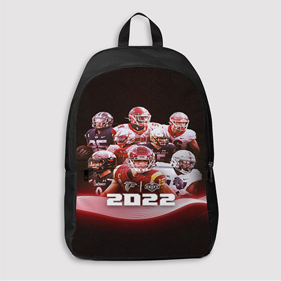 Pastele Atlanta Falcons NFL 2022 Squad Custom Backpack Awesome Personalized School Bag Travel Bag Work Bag Laptop Lunch Office Book Waterproof Unisex Fabric Backpack