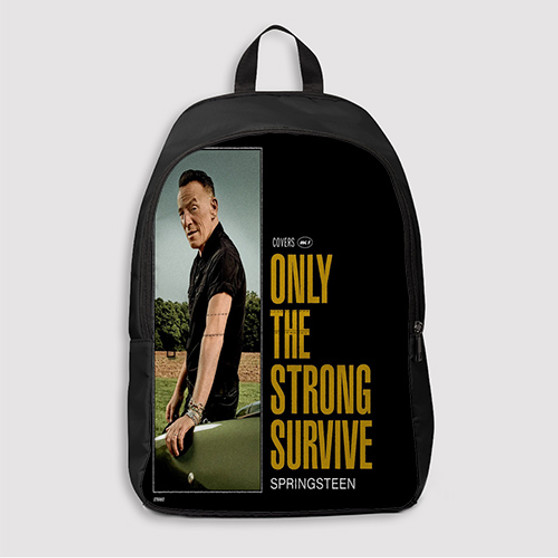 Pastele Bruce Springsteen Only The Strong Survive Custom Backpack Awesome Personalized School Bag Travel Bag Work Bag Laptop Lunch Office Book Waterproof Unisex Fabric Backpack