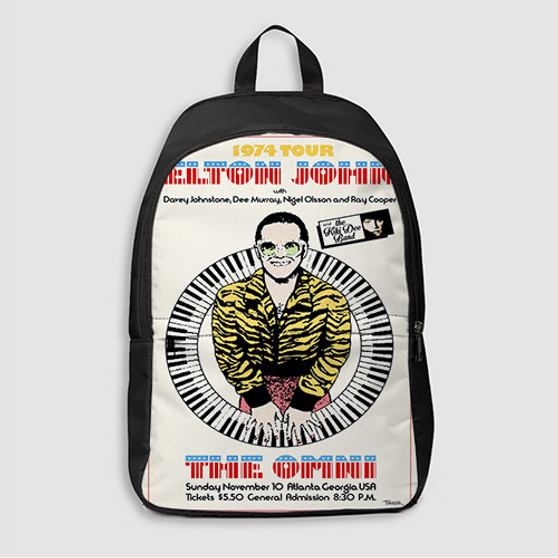 Pastele Elto John 1974 Tour Custom Backpack Awesome Personalized School Bag Travel Bag Work Bag Laptop Lunch Office Book Waterproof Unisex Fabric Backpack