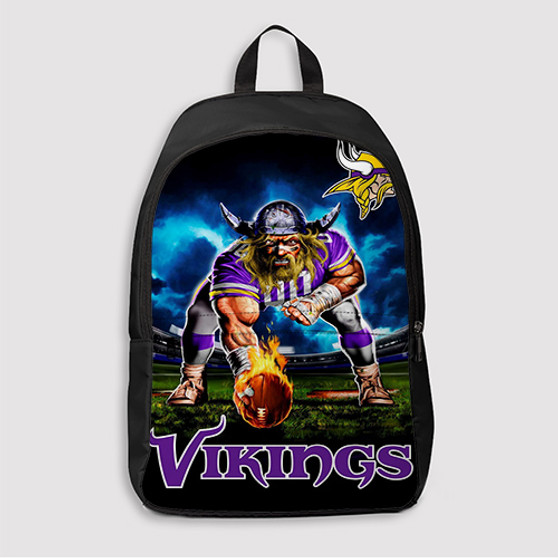 Pastele Minnesota Vikings NFL 2022 Custom Backpack Awesome Personalized School Bag Travel Bag Work Bag Laptop Lunch Office Book Waterproof Unisex Fabric Backpack
