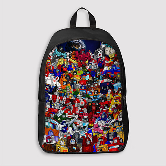 Pastele Transformers G1 Autobots Collage Custom Backpack Awesome Personalized School Bag Travel Bag Work Bag Laptop Lunch Office Book Waterproof Unisex Fabric Backpack