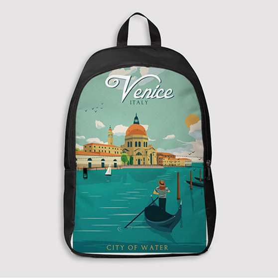 Pastele Venice Italy City Of Water Custom Backpack Awesome Personalized School Bag Travel Bag Work Bag Laptop Lunch Office Book Waterproof Unisex Fabric Backpack