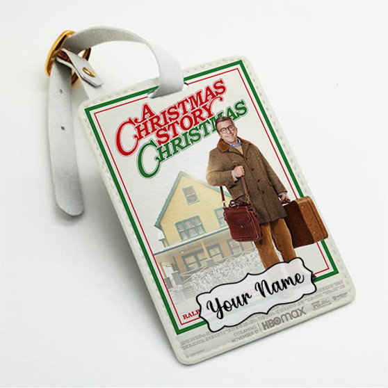 Pastele A Christmas Story Christmas Custom Luggage Tags Personalized Name PU Leather Luggage Tag With Strap Awesome Baggage Hanging Suitcase Bag Tags Name ID Labels Travel Bag Accessories