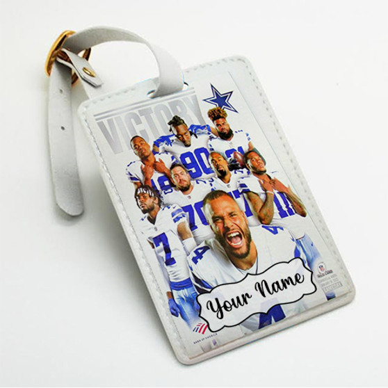 Pastele Dallas Cowboys NFL 2022 Custom Luggage Tags Personalized Name PU Leather Luggage Tag With Strap Awesome Baggage Hanging Suitcase Bag Tags Name ID Labels Travel Bag Accessories