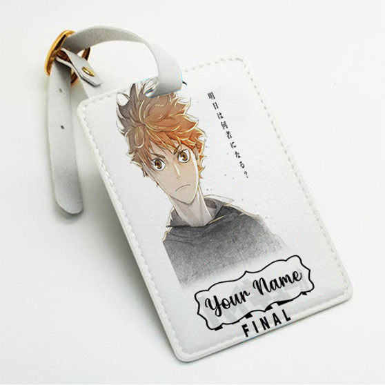 Pastele Haikyuu Final Custom Luggage Tags Personalized Name PU Leather Luggage Tag With Strap Awesome Baggage Hanging Suitcase Bag Tags Name ID Labels Travel Bag Accessories