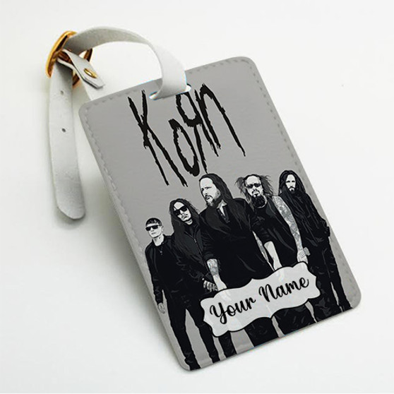 Pastele Korn Band Art Poster Custom Luggage Tags Personalized Name PU Leather Luggage Tag With Strap Awesome Baggage Hanging Suitcase Bag Tags Name ID Labels Travel Bag Accessories