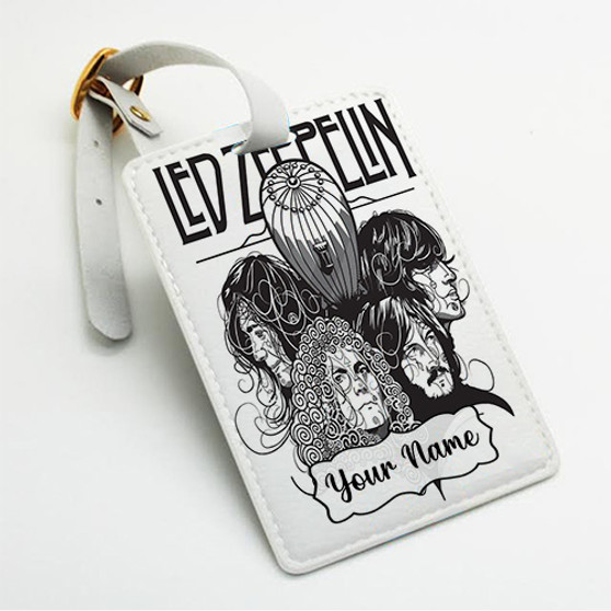 Pastele Led Zeppelin Art Custom Luggage Tags Personalized Name PU Leather Luggage Tag With Strap Awesome Baggage Hanging Suitcase Bag Tags Name ID Labels Travel Bag Accessories
