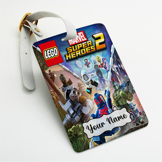 Pastele LEGO Marvel Super Heroes 2 Custom Luggage Tags Personalized Name PU Leather Luggage Tag With Strap Awesome Baggage Hanging Suitcase Bag Tags Name ID Labels Travel Bag Accessories