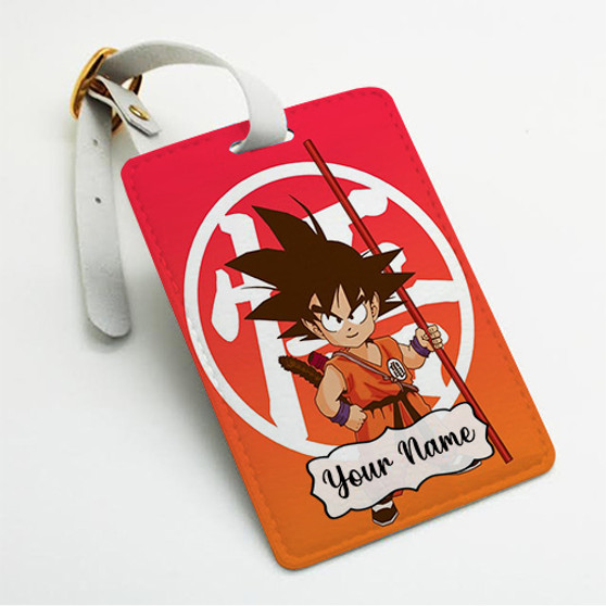 Pastele Little Goku Dragon Ball Custom Luggage Tags Personalized Name PU Leather Luggage Tag With Strap Awesome Baggage Hanging Suitcase Bag Tags Name ID Labels Travel Bag Accessories