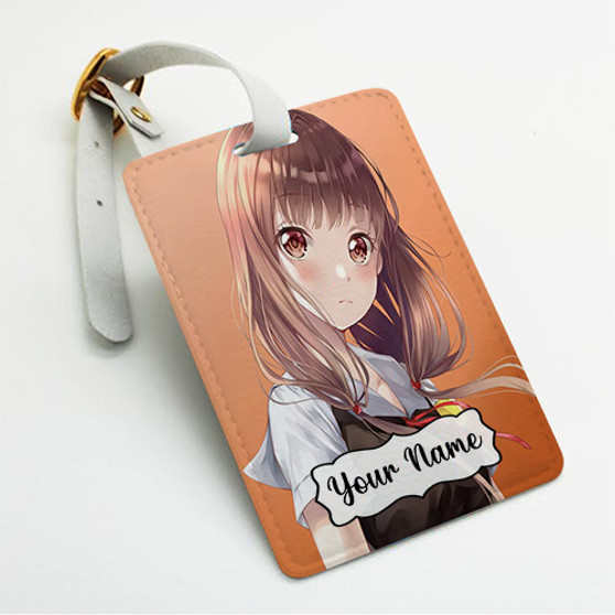 Pastele Miko Iino Kaguya sama Custom Luggage Tags Personalized Name PU Leather Luggage Tag With Strap Awesome Baggage Hanging Suitcase Bag Tags Name ID Labels Travel Bag Accessories
