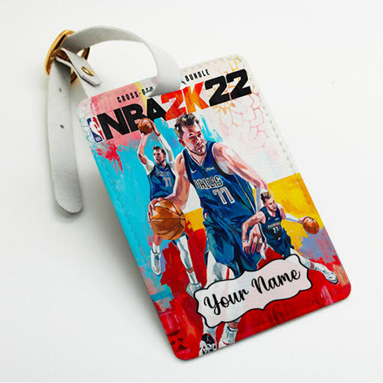 Pastele NBA 2k22 Custom Luggage Tags Personalized Name PU Leather Luggage Tag With Strap Awesome Baggage Hanging Suitcase Bag Tags Name ID Labels Travel Bag Accessories