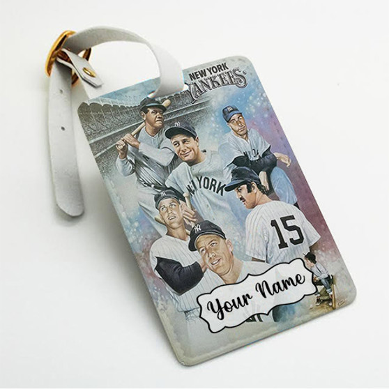 Pastele New York Yankees Vintage Custom Luggage Tags Personalized Name PU Leather Luggage Tag With Strap Awesome Baggage Hanging Suitcase Bag Tags Name ID Labels Travel Bag Accessories