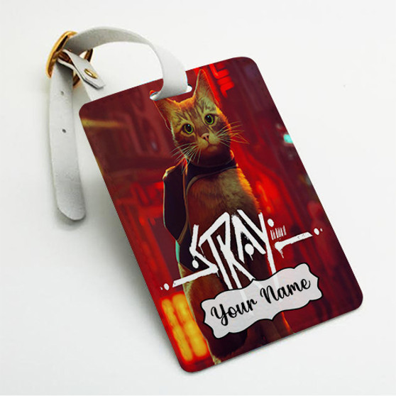 Pastele Stray Games Custom Luggage Tags Personalized Name PU Leather Luggage Tag With Strap Awesome Baggage Hanging Suitcase Bag Tags Name ID Labels Travel Bag Accessories