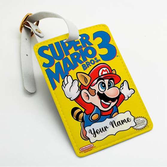 Pastele Super Mario Bros 3 Nintendo Custom Luggage Tags Personalized Name PU Leather Luggage Tag With Strap Awesome Baggage Hanging Suitcase Bag Tags Name ID Labels Travel Bag Accessories