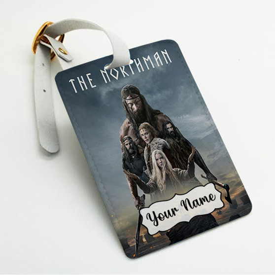 Pastele The Northman Good Custom Luggage Tags Personalized Name PU Leather Luggage Tag With Strap Awesome Baggage Hanging Suitcase Bag Tags Name ID Labels Travel Bag Accessories