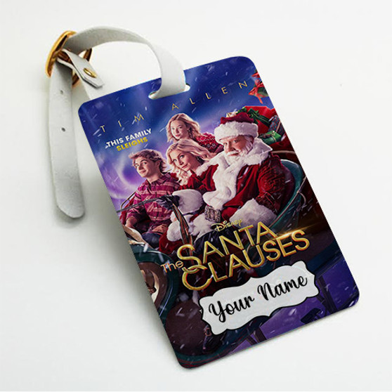 Pastele The Santa Clauses Good Custom Luggage Tags Personalized Name PU Leather Luggage Tag With Strap Awesome Baggage Hanging Suitcase Bag Tags Name ID Labels Travel Bag Accessories