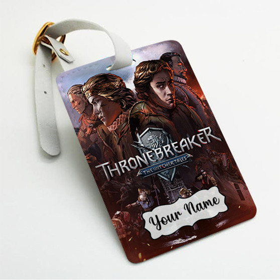Pastele Thronebreaker The Witcher Tales Custom Luggage Tags Personalized Name PU Leather Luggage Tag With Strap Awesome Baggage Hanging Suitcase Bag Tags Name ID Labels Travel Bag Accessories