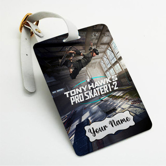 Pastele Tony Hawk s Pro Skater 1 2 Custom Luggage Tags Personalized Name PU Leather Luggage Tag With Strap Awesome Baggage Hanging Suitcase Bag Tags Name ID Labels Travel Bag Accessories