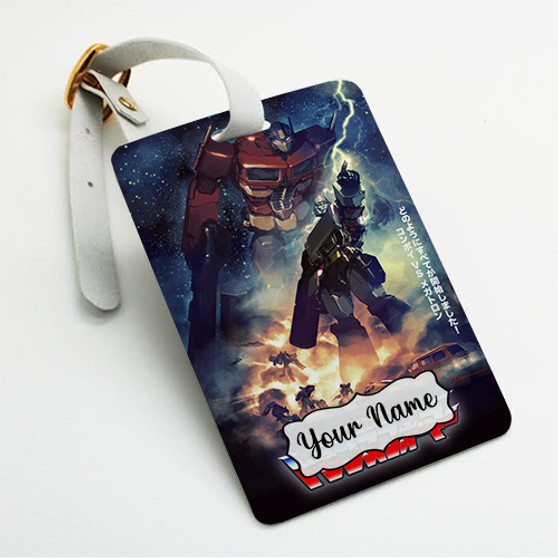 Pastele Transformers G1 Custom Luggage Tags Personalized Name PU Leather Luggage Tag With Strap Awesome Baggage Hanging Suitcase Bag Tags Name ID Labels Travel Bag Accessories